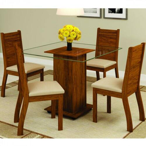 Conjunto Sala de Jantar com 4 Cadeiras Beth Espresso Móveis PinhoChá Menor preço em Conjunto Sala de Jantar com 4 Cadeiras Beth Espresso Móveis PinhoChá