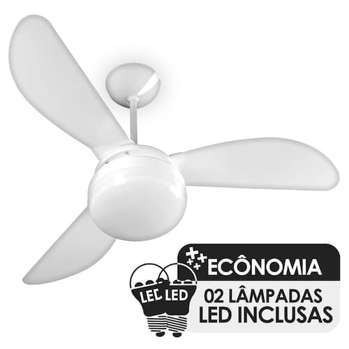 Menor preço em Ventilador de Teto Ventisol Fenix Branco 3 Pás, Cv3, 02 Lâmpadas Led Inclusas