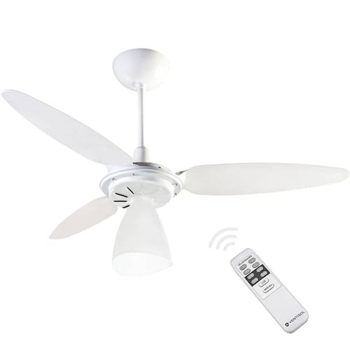 Ventilador de Teto Ventisol Wind Light com Controle Remoto 3 Pás Luminária Branco