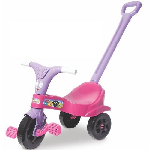 Motoca Infantil Triciclo Rosa com Empurrador