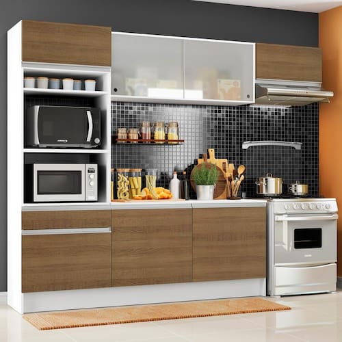 Cozinha Completa Madesa Topazio com Armário, Balcão e Tampo Menor preço em Cozinha Completa Madesa Topazio com Armário, Balcão e Tampo