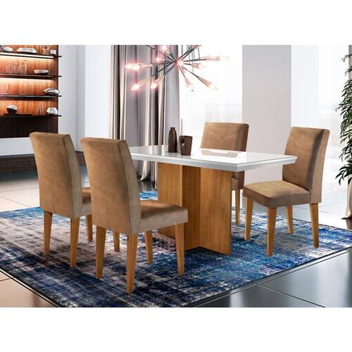 Conjunto De Mesa De Jantar Berlim I Com Vidro E 4 Cadeiras Grécia