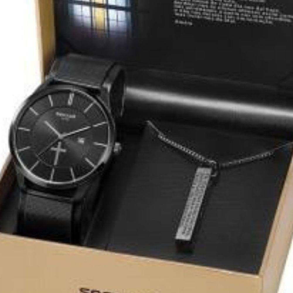 Kit Relógio Masculino Seculus Pai Nosso 20769Gpskpa1K1 | Ponto