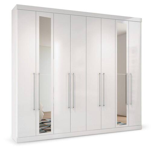Guarda Roupa Casal Master 8.4 8 Portas e Espelho Branco - Santos Andirá Menor preço em Guarda Roupa Casal Master 8.4 8 Portas e Espelho Branco - Santos Andirá