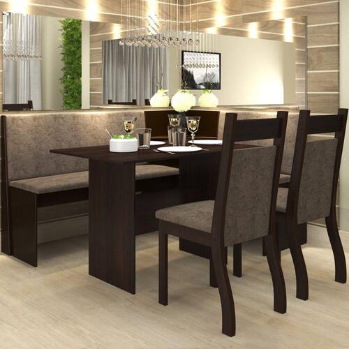 Menor preço em Canto Alemão Roma 5 Lugares Nogueira/dakota - Viero Móveis