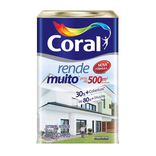 Tinta acrílica fosca Rende Muito palha 18L Coral Coral Menor preço em Tinta acrílica fosca Rende Muito palha 18L Coral Coral