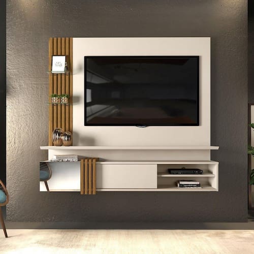 Painel Home Suspenso para Tv até 55 Polegadas 1 Porta com Espelho Galina Off White / Demolição - DJ Móveis Menor preço em Painel Home Suspenso para Tv até 55 Polegadas 1 Porta com Espelho Galina Off White / Demolição - DJ Móveis