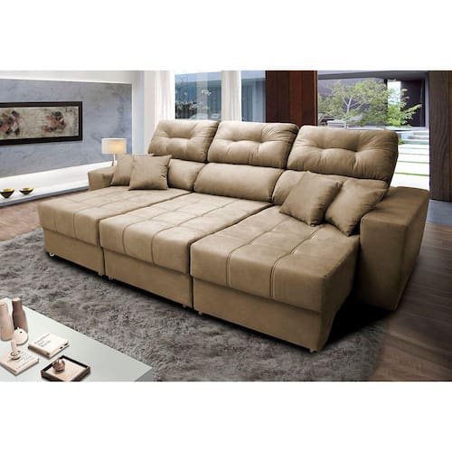 Sofá Retrátil e Reclinável Cama inBox Diamond 2,25m Tecido Suede Velusoft Castor Menor preço em Sofá Retrátil e Reclinável Cama inBox Diamond 2,25m Tecido Suede Velusoft Castor
