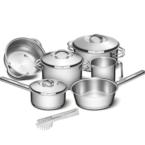 Jogo de Panelas Tramontina Aço Inox Solar 6 peças + Pegador de Massa Menor preço em Jogo de Panelas Tramontina Aço Inox Solar 6 peças + Pegador de Massa