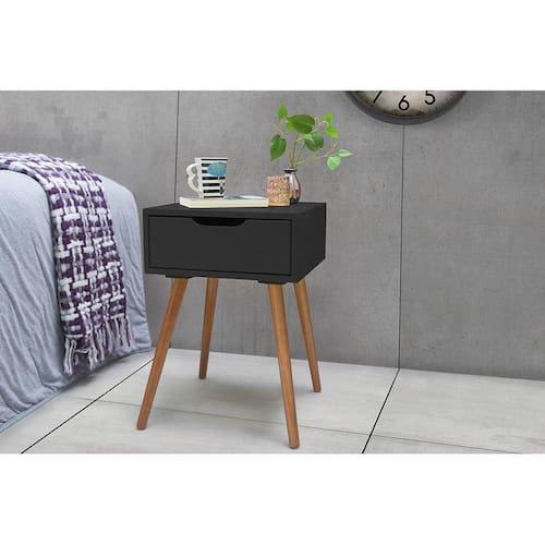 Menor preço em Mesa de Cabeceira Retro Pés Palito Laqueado Preto