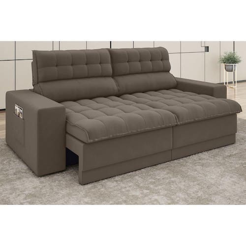 Sofá Omega 2,30m Assento Retrátil e Reclinável Velosuede - NETSOFAS Menor preço em Sofá Omega 2,30m Assento Retrátil e Reclinável Velosuede - NETSOFAS