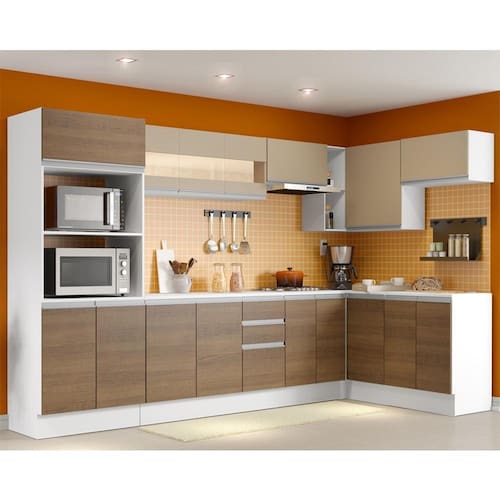 Cozinha Completa 100% Mdf Madesa Smart 300 cm Com Armário, Balcão