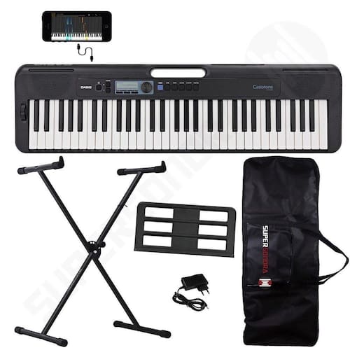Kit Teclado Musical CASIOTONE CT-S300 Preto APP Chordana Play + Suporte X + Capa Menor preço em Kit Teclado Musical CASIOTONE CT-S300 Preto APP Chordana Play + Suporte X + Capa