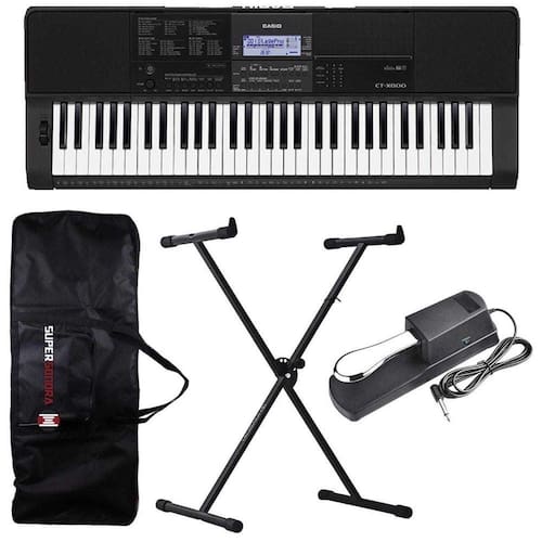 Kit Teclado Musical CT X800 CASIO 61 teclas MIDI/USB + Suporte X + Capa + Pedal + Fonte Menor preço em Kit Teclado Musical CT X800 CASIO 61 teclas MIDI/USB + Suporte X + Capa + Pedal + Fonte