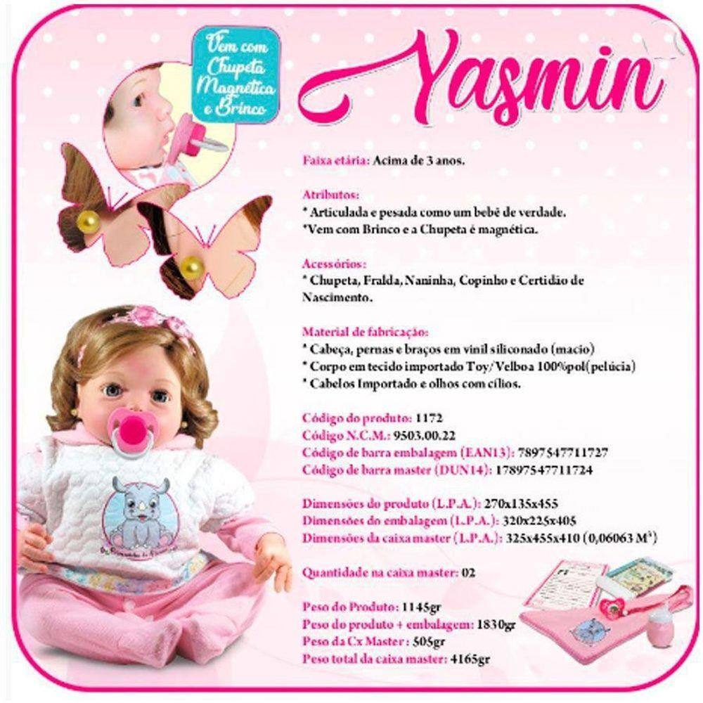 Boneca Bebê Reborn Yasmin com Enxoval - Fantasy baby