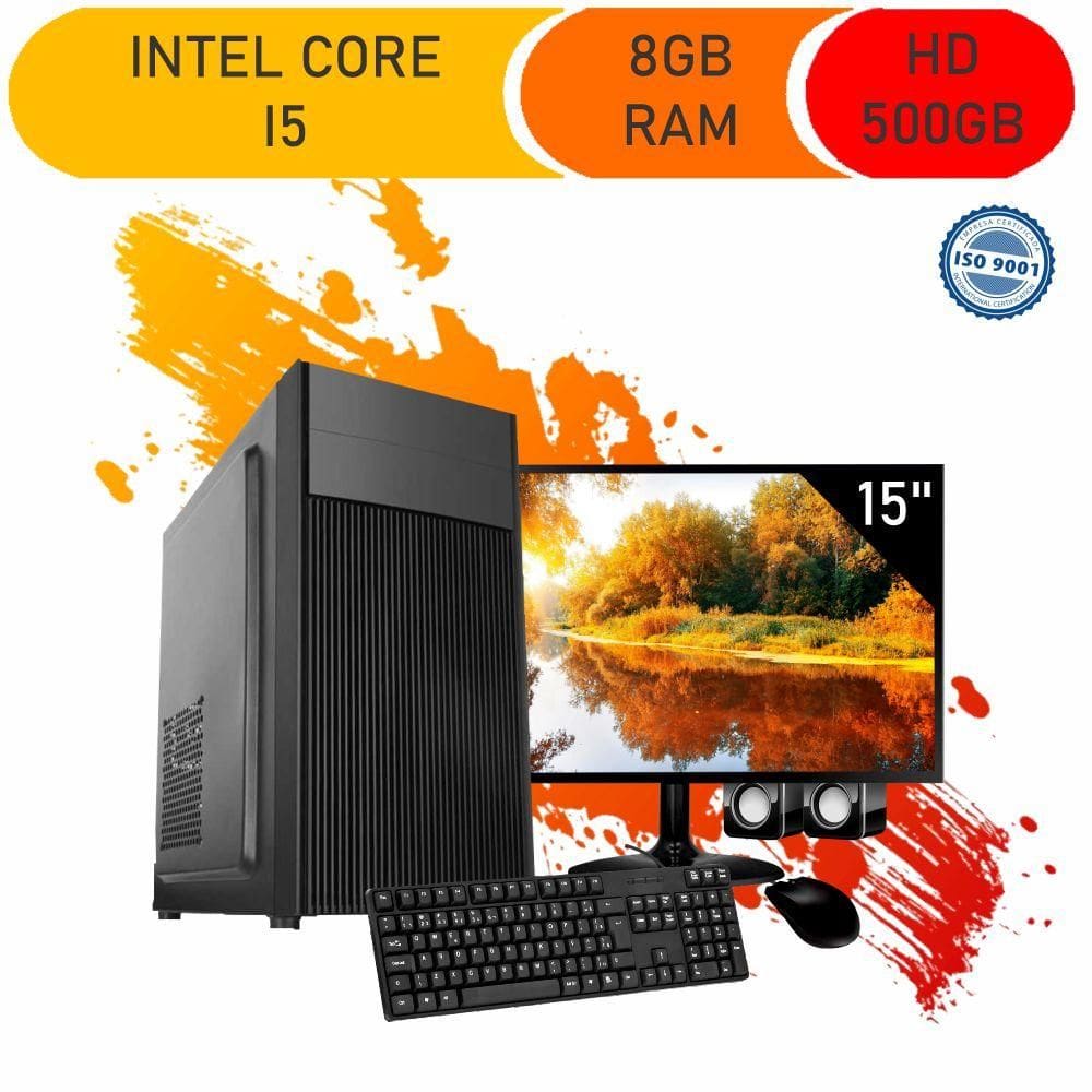 Computador Completo Corporate I5 8Gb HD 500Gb Windows 10 Monitor 15
