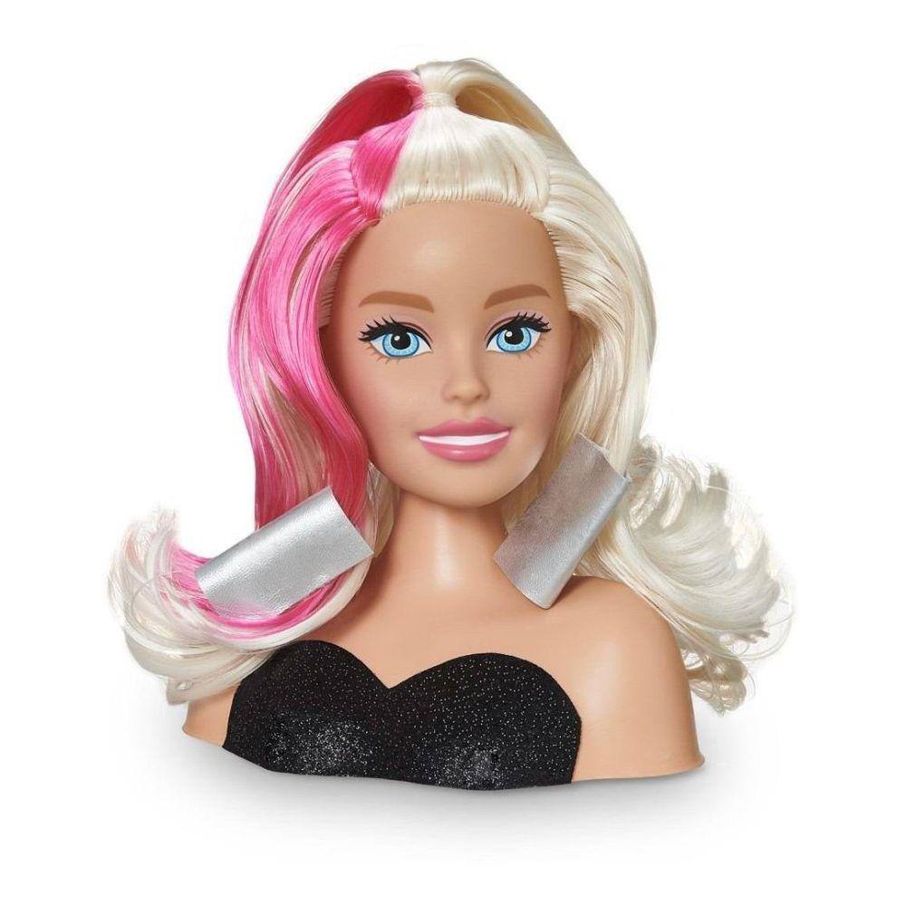 Cabeça de boneca para pentear e maquiagem para meninas, boneca pequena  cabeça de estilo com acessórios de cabelo com brinquedos de secador de  cabelo