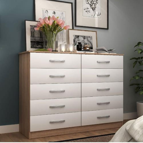 Cômoda 10 Gavetas Premium Yescasa Branco/Demolição Menor preço em Cômoda 10 Gavetas Premium Yescasa Branco/Demolição