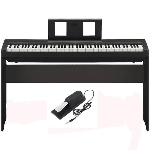 Piano Digital Yamaha P45 Preto + Pedal Sustain FC3A Estante Ponto