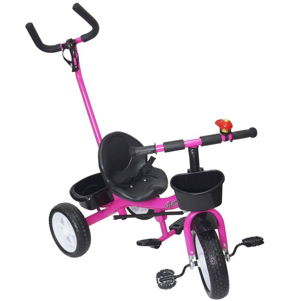 Triciclo Infantil com Haste Empurrador Pedal Motoca Velotrol 2 em 1  Brinqway BW-082RS Rosa | Ponto