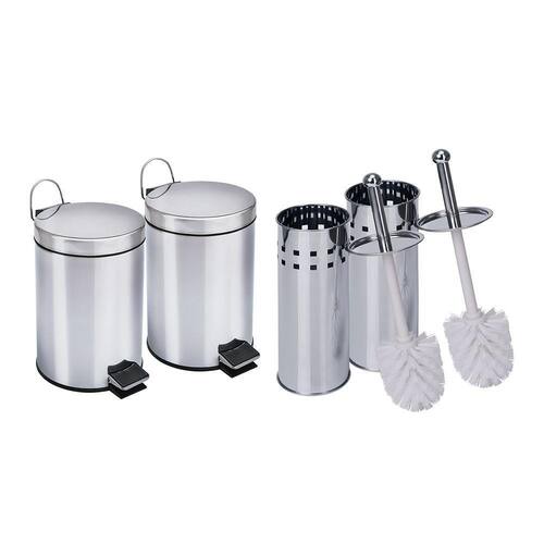 Kit 2 Lixeiras aço inox de 3 Litros e 2 escovas sanitária Travel Max Menor preço em Kit 2 Lixeiras aço inox de 3 Litros e 2 escovas sanitária Travel Max