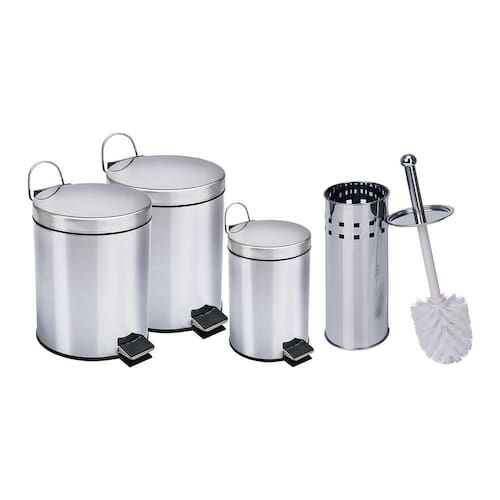Kit Lixeiras aço inox 1 de 3L, 2 de 5L e 1 escova sanitária Travel Max é ruim? Kit Lixeiras aço inox 1 de 3L, 2 de 5L e 1 escova sanitária Travel Max é boa?