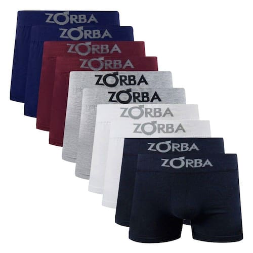 Kit 10 Cuecas Box Boxer Zorba Adulto Menor preço em Kit 10 Cuecas Box Boxer Zorba Adulto
