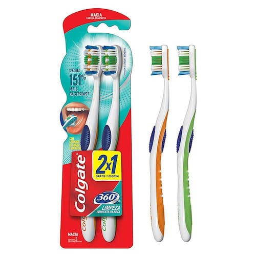 Escova Dental Colgate 360 Carvão com 2 unidades