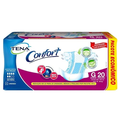 Fralda Geriátrica Descartável Confort Tam. G - 60 unidades - Tena Menor preço em Fralda Geriátrica Descartável Confort Tam. G - 60 unidades - Tena