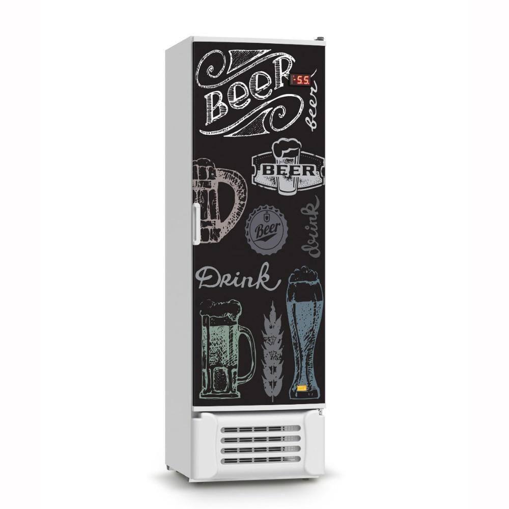 Visa Cooler Expositor Cervejeira 400 Lts Porta Solida VCC400S Branca Adesivada - Refrimate 220V