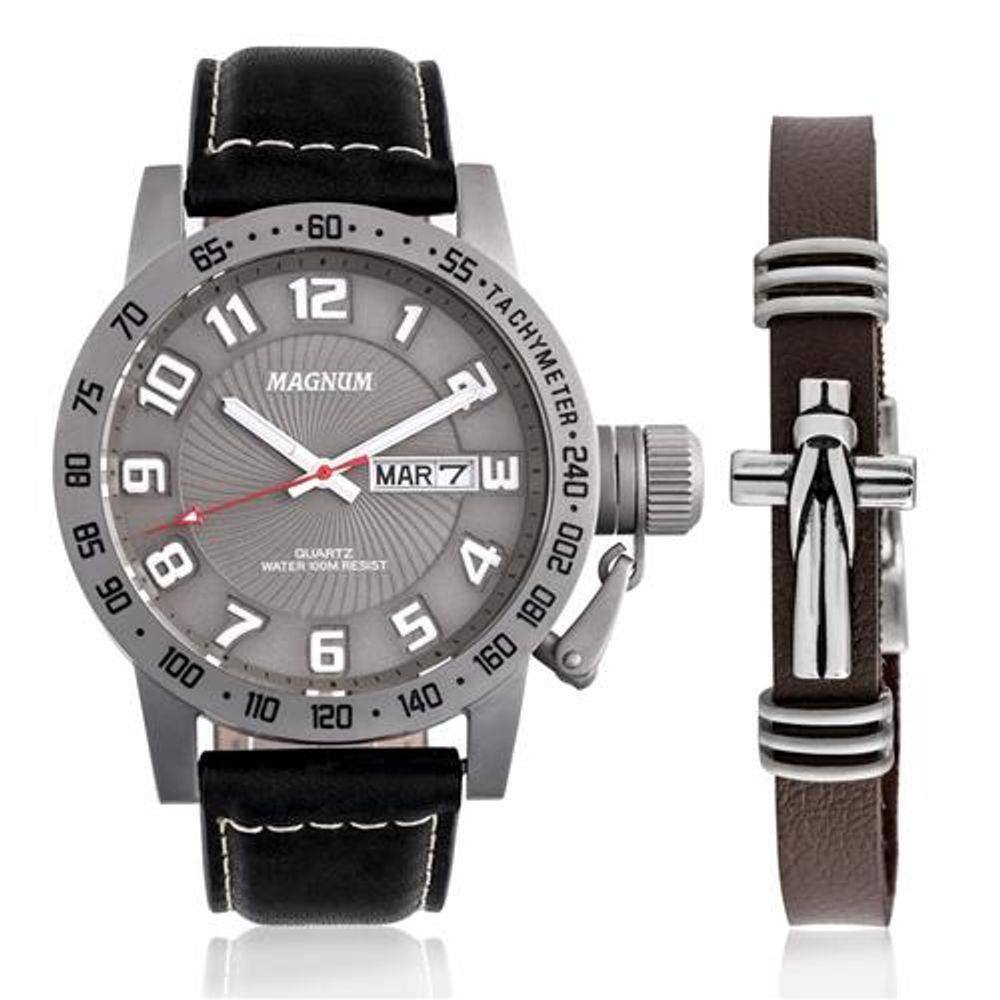 Relógio Magnum Masculino Ma33139x Prata Pulseira Couro | Ponto