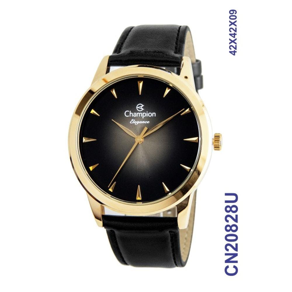 Relogio Champion Dourado Masculino Pulseira Couro Preta Cn20828u | Ponto