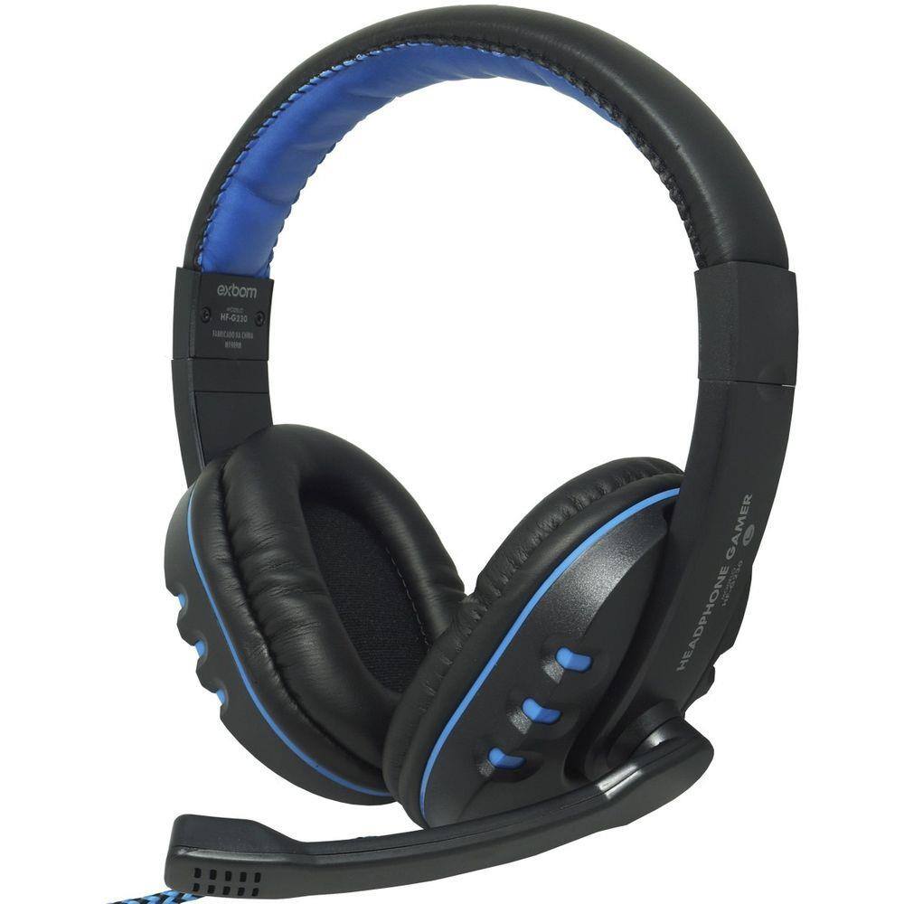 Headset Headphone Gamer Fone Ouvido P2 Super Bass com Microfone Pc Jogo  Preto Azul Exbom HF-G230 | Ponto