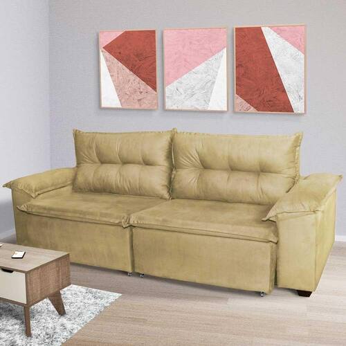 Sofá Maestro Retrátil e Reclinável Bege WS Estofados Ponto