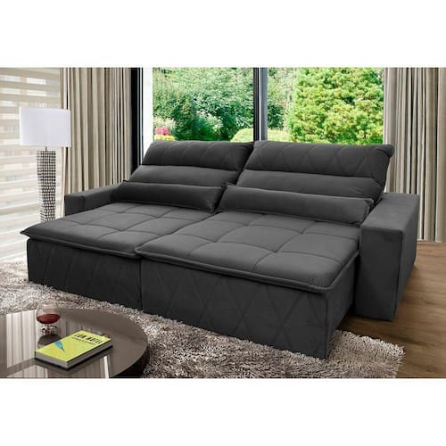 Sofá Retrátil Reclinável Amsterdam 2,50m Suede Velut Cinza c/ Molas no Assento - King House é boa?