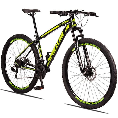 Bicicleta 29 c/21v Cambio Traseiro Shimano SPACELINE VEGA Freio a Disco e Suspensão - Tamanho 15 Menor preço em Bicicleta 29 c/21v Cambio Traseiro Shimano SPACELINE VEGA Freio a Disco e Suspensão - Tamanho 15