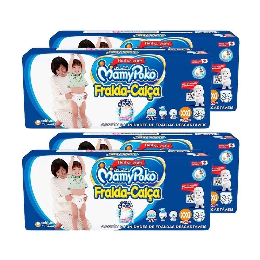 Fralda Descartável Mamypoko Calça Jumbo Extra Extra Grande - 4 Pacotes com  24 Tiras | Ponto