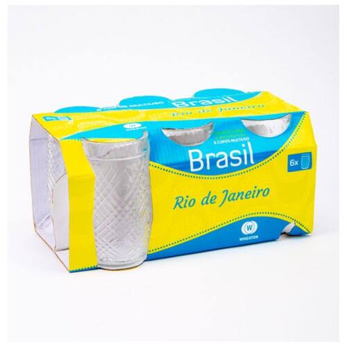 Jogo de copos rio de janeiro brasil em vidro 300 ml 6 peças água e suco Menor preço em Jogo de copos rio de janeiro brasil em vidro 300 ml 6 peças água e suco
