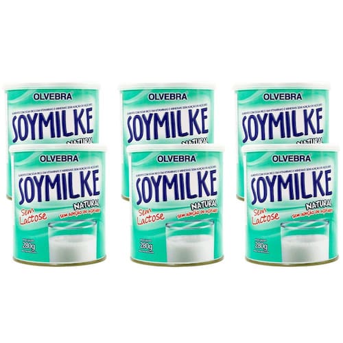 Kit 6 Soymilke Leite Soja em Pó Sem Lactose Sem Açúcar 280g Ponto