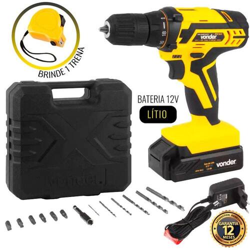 Furadeira e Parafusadeira à Bateria 12V BIVOLT PFV 012 com Kit Brocas, Bits e Trena VONDER Menor preço em Furadeira e Parafusadeira à Bateria 12V BIVOLT PFV 012 com Kit Brocas, Bits e Trena VONDER