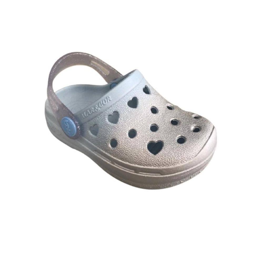 Sandália Crocs Infantil Menina Metalizado Coração com Glitter Mar E Cor  195-0005 | Ponto