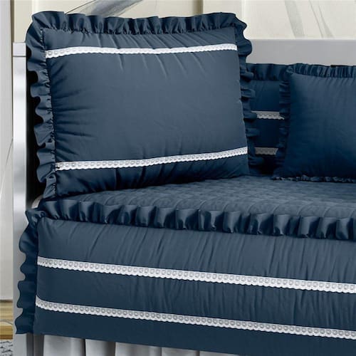 Kit Berço Azul Marinho Serenidade Algodão Grão de Gente