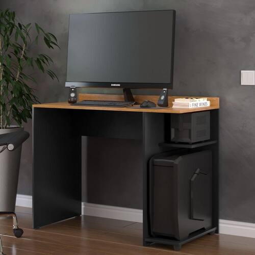 Mesa para Computador e Escrivaninha Iris - Preto com Nature - RPM Móveis Menor preço em Mesa para Computador e Escrivaninha Iris - Preto com Nature - RPM Móveis
