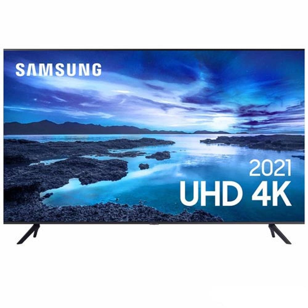 Smart TV Samsung 55" UHD 4K UN55AU7700GXZD Processador Crystal 4K Tela sem limites Visual Livre de Cabos Alexa built in Controle Único