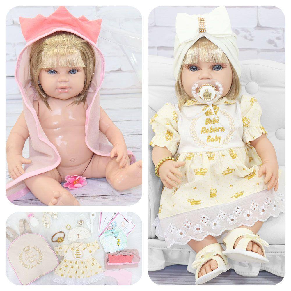 Boneca Bebe Reborn Loira Vestido Realista Original com Bolsa - ShopJJ -  Brinquedos, Bebe Reborn e Utilidades