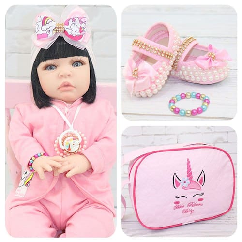 Boneca Tipo Bebê Reborn Membro Silicone Grande Baby Kiss - Carrefour