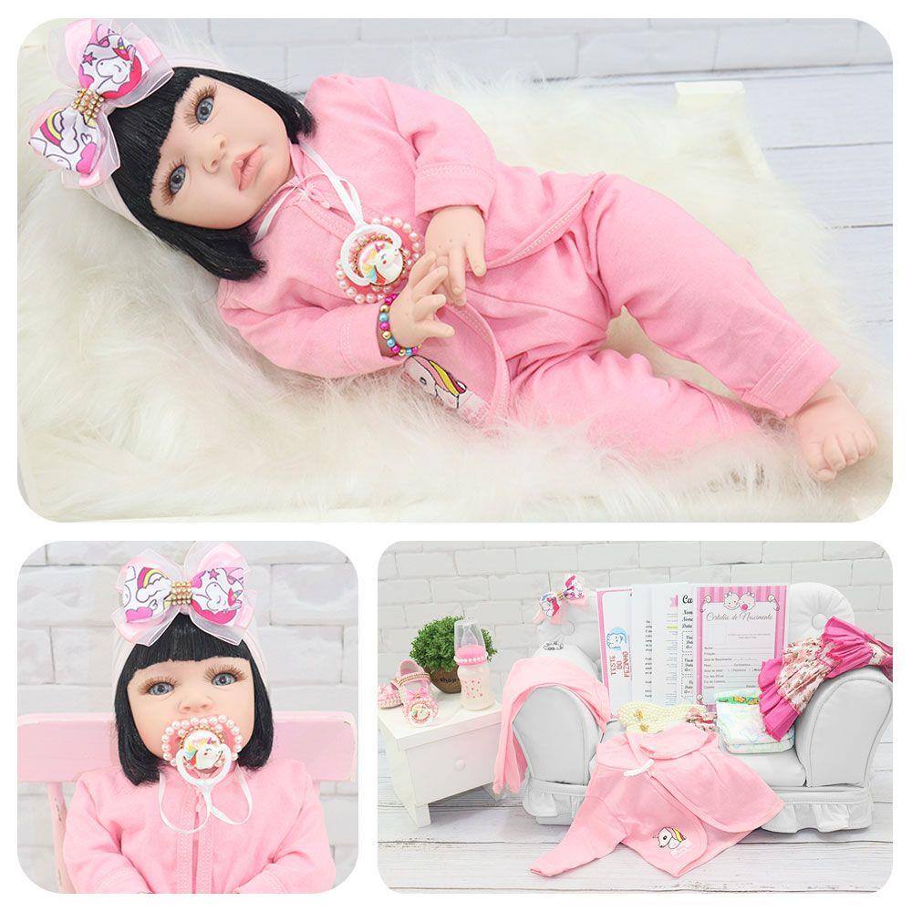 Boneca Bebê Reborn Princesa Morena Roupa Rosa 53cm - ShopJJ - Brinquedos, Bebe  Reborn e Utilidades