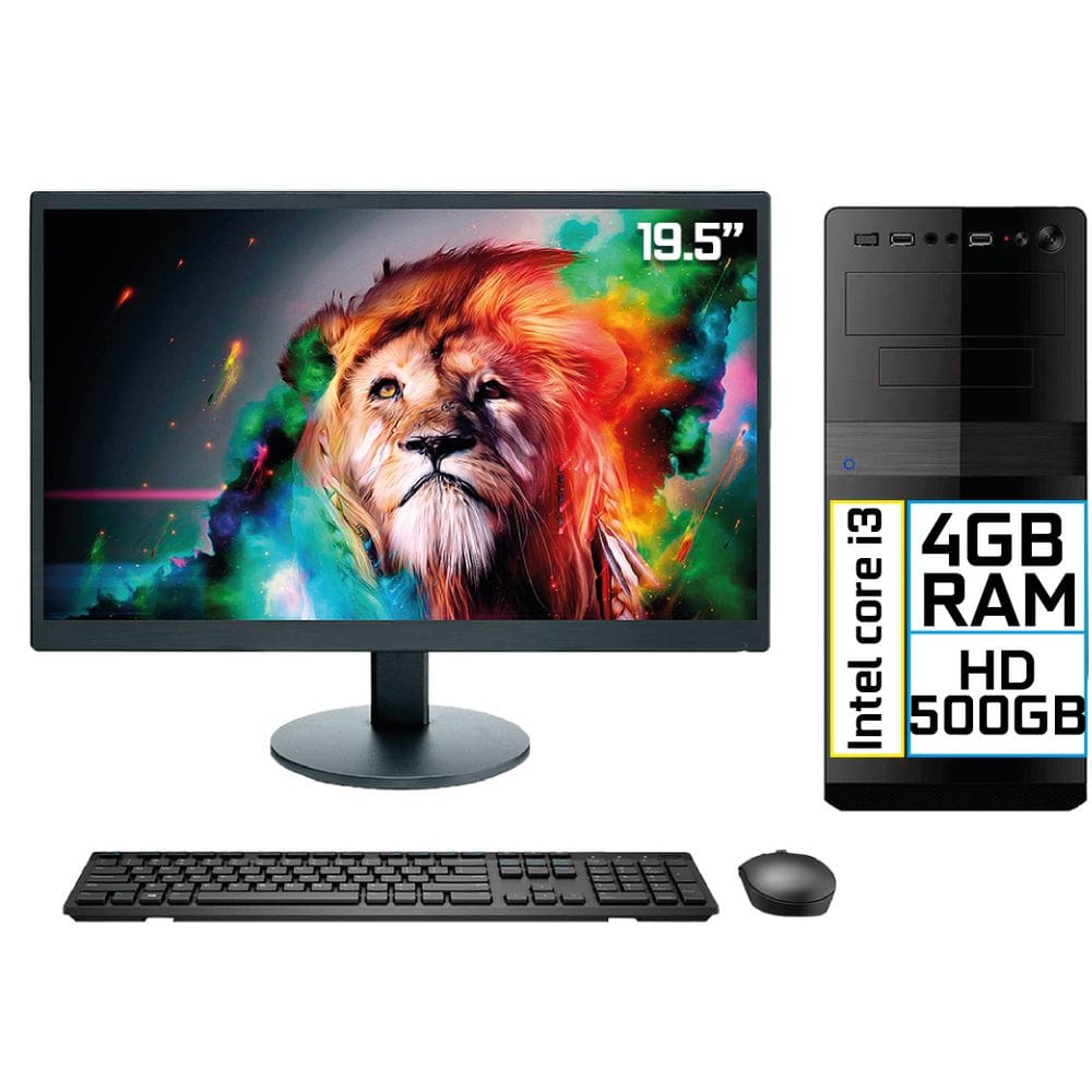 Computador Completo Intel Core i3 4GB HD 500GB Monitor LED 19.5" HDMI EasyPC Go 