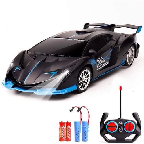 Carro de controle remoto para meninas meninas rápidas 1/18 carros rc  rápidos recarregáveis brinquedos presentes de natal para crianças alta  velocidade com luzes led (azul preto)