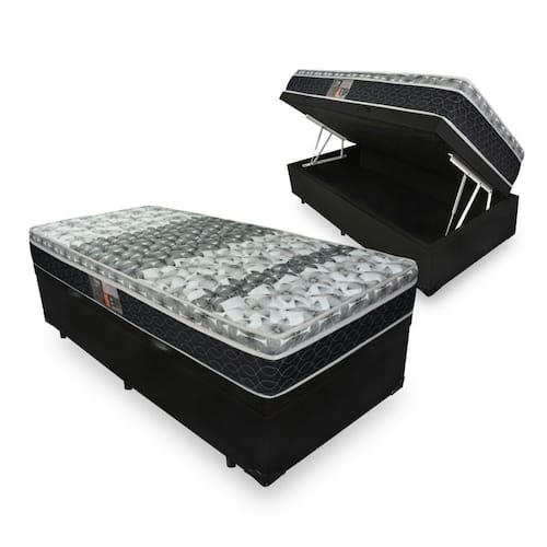 Cama Box Baú Solteiro King Preta + Colchão Molas - Castor - Class Bonnel One Face 96x203x67cm é boa?